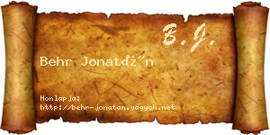Behr Jonatán névjegykártya